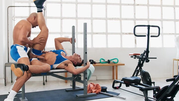 Sporty men use the gym as their playground for merciless anal sensations