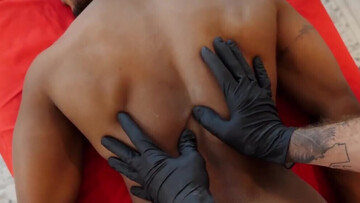 Erotic massage grants this naked ebony man the ultimate sensations