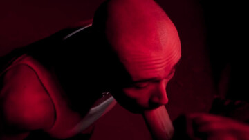 Bald dude enjoys midnight anal pleasures with a random male