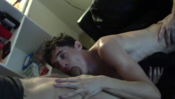 Twink with dark hair riding fat cock in reverse cowgirl