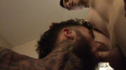 Inked man enjoys pair of huge dicks tearing through his ass in perfect scenes