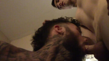 Inked man enjoys pair of huge dicks tearing through his ass in perfect scenes