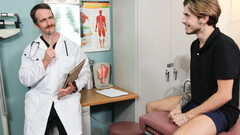 Erotic experience for a horny twink when faced with sucking the doctor's mature cock
