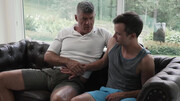Sweet boy makes out with the old guy ahead of letting him fuck his teen ass