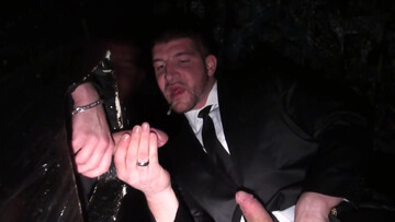 Fine man tries hefty dong in his mouth until juice begins to flow on his lips