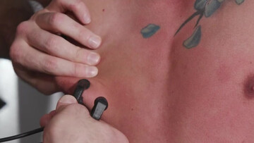 Male slave endures erotic stimulation and a huge cock in the ass