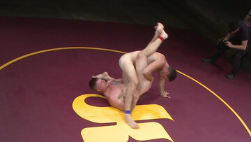 Appealing men share naked wrestling fetishes in the ring