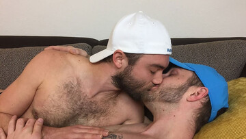 Naked guys pose hot during their homemade bareback romance