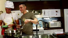 Messy in the kitchen: Trystan Bull and Johan Lapointe