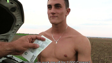 Muscular Czech hunk enjoys good cash to devour this dick on camera