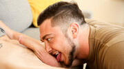 Muscular guy from next door walks inside this guy's house for a heavy dose of cock