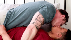 Horny guy rides a nice dick after a blowjob on a bed