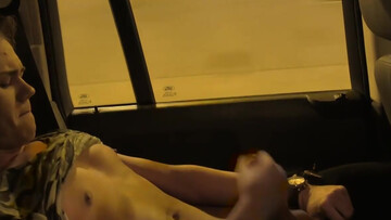Justin Blaber jerking off furiously in a moving car