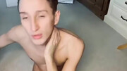 Blonde hottie fingering his needy booty hole on all fours