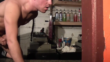 One hand on his waist after exposing that asshole