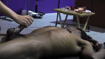 Fire-fuck five-star handjob for a bound black teen