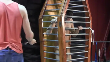Caged-up hottie is going to reach a few orgasms too