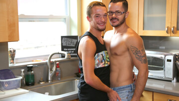 Next-door DILFs end up sucking dick in the kitchen