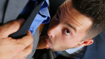 Erotic experience by the office between two classy men