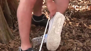 Twink gets punished by two random people in the woods