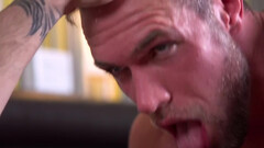 Bearded guy is going to enjoy hard oral, moaning