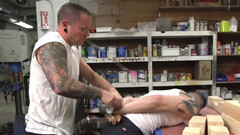 Male slave endures dirty sex play in bondage perversions