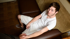 Cute boy shoves endless inches in his mouth and ass