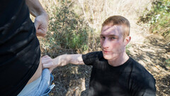 Ginger male grabs cock for a few outdoor POV rounds with it