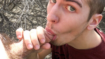 Slender bloke ends marvelous blowjob kinks on camera by taking cum on face