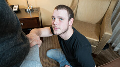 Clothed lover gives head in sloppy modes and fucks in the ass like a pro