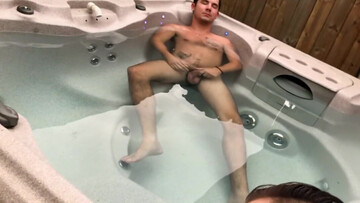 Steamy men enjoy outdoor backyard porn in the jacuzzi
