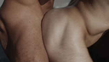 Appealing men fuck by the rocks in outdoor threesome and share great details