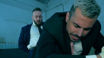 Aroused men in suits fuck hardcore style and share best bareback details