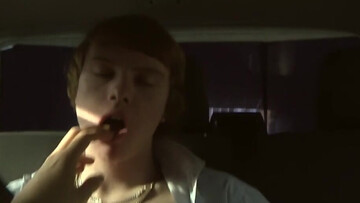 Backseat handjob with a hairy-cocked amateur hottie