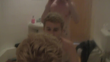 Bathroom fuck with two twink hotties who get off hard