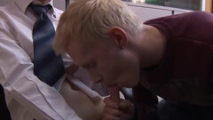Appealing blonde boy granted cock down the ass after perfect blowjob