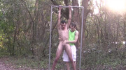 Captured brunette hottie will be stroked while helpless
