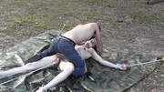 Outdoor zapping session from a twink in skinny jeans