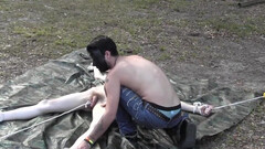 Outdoor zapping session from a twink in skinny jeans