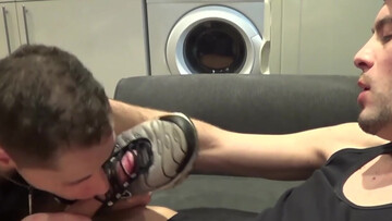 Appealing boys use the couch to fulfill their lust for blowjob together