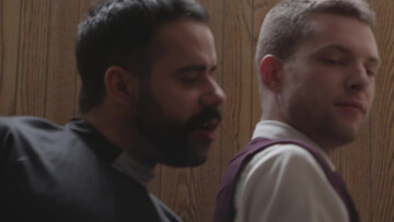 Twink sloppily sucks a priest cock in a confessional booth