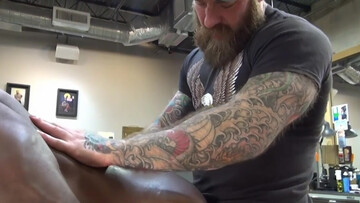 Sweaty black ass getting fucked in public, in front of a mirror