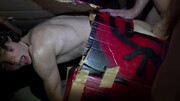 Aroused twink handles multiple cocks in his mouth ahead of a gangbang fuck