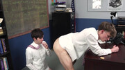 Cum on cookie in a classroom fuck vid with two twinks