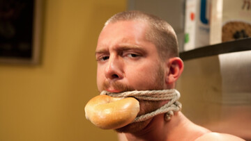 Unapologetically raunchy BDSM with a huge cock on display