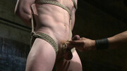 Roped male is ready to endure his sexual punishment in a rough maledom