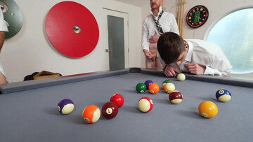 Dashing lads play pool and fuck over the table in sexy perversions