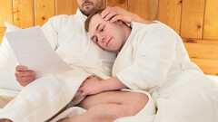 Happily breeding this sauna slut with his DILF boner