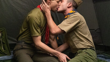 Aroused scout boys share the tent for nothing but deep anal pleasures