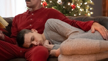 Stepfamily Christmas fuck with a grey bodysuit twink